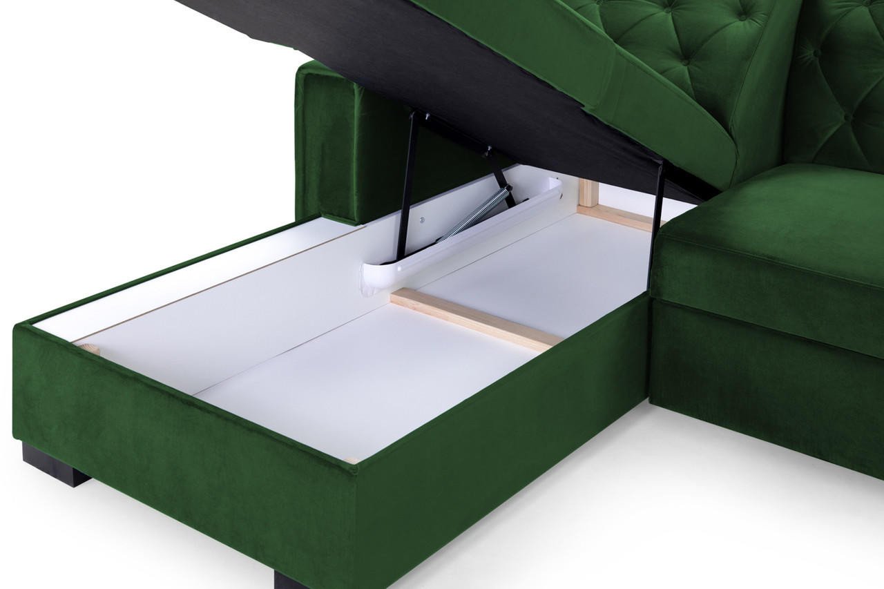 Baxley Plush Green Fabric Left Hand Facing Corner Sofa Bed - Image 3