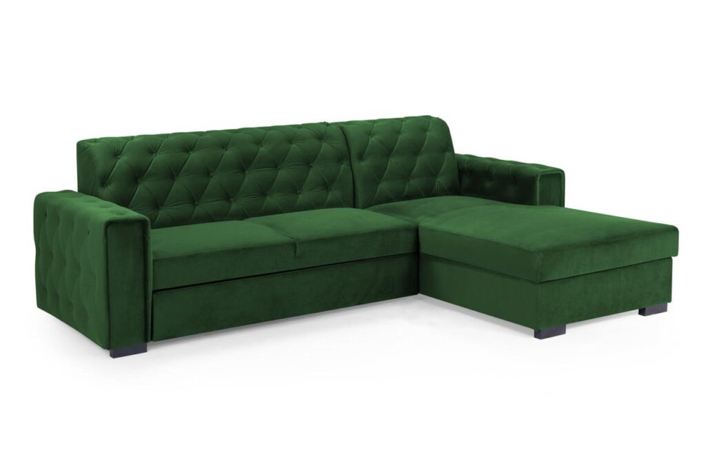 Reva sofabed plush green right hand facing corner 28002.jpg