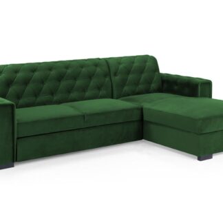 Baxley Plush Green Fabric Right Hand Facing Corner Sofa Bed