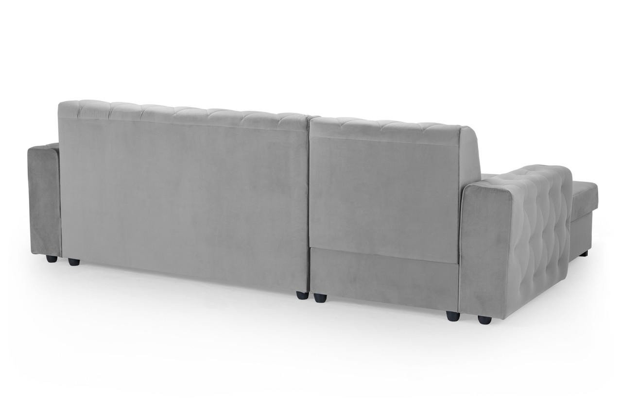 Baxley Plush Grey Fabric Left Hand Facing Corner Sofa Bed - Image 4