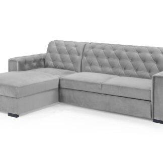 Baxley Plush Grey Fabric Left Hand Facing Corner Sofa Bed
