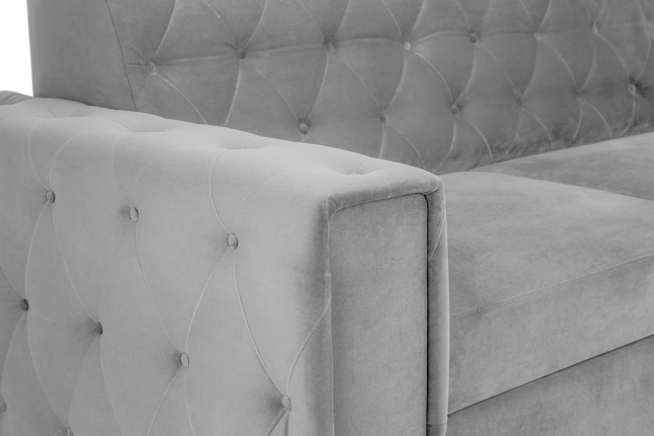 Baxley Plush Grey Fabric Left Hand Facing Corner Sofa Bed - Image 6