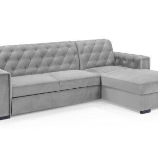 Baxley Plush Grey Fabric Right Hand Facing Corner Sofa Bed