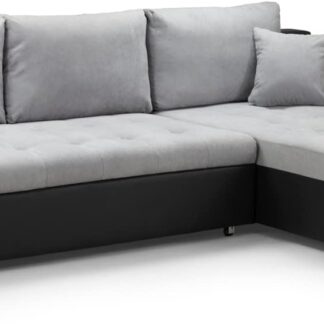 Newbury Black and Grey Right Hand Facing Corner Sofa Bed