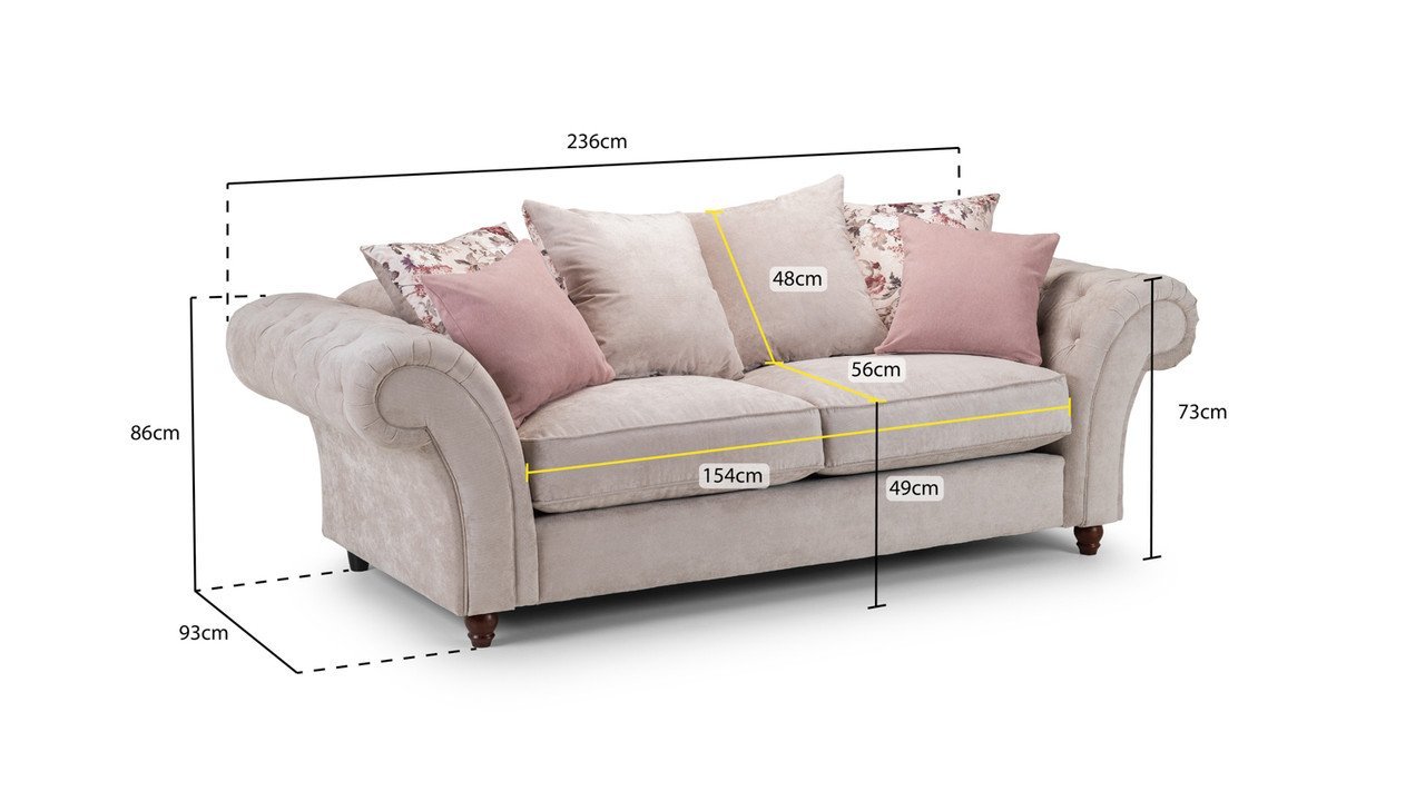 Zinc Beige Fabric 3 Seater Sofa - Image 3