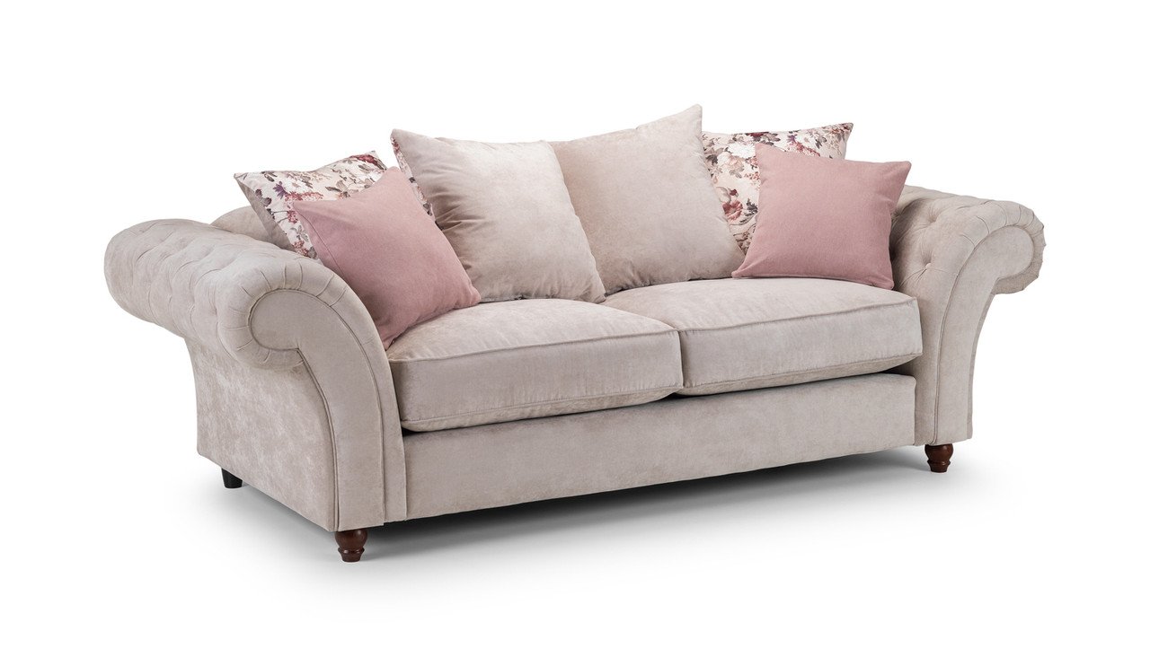 Zinc Beige Fabric 3 Seater Sofa
