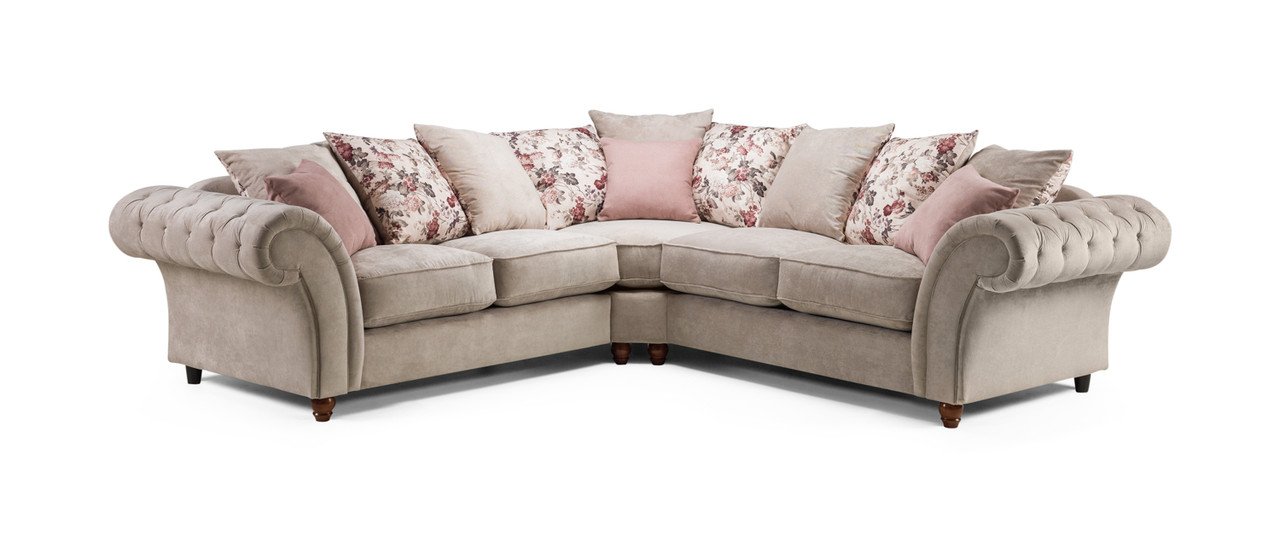 Zinc Beige Fabric Large Corner Sofa