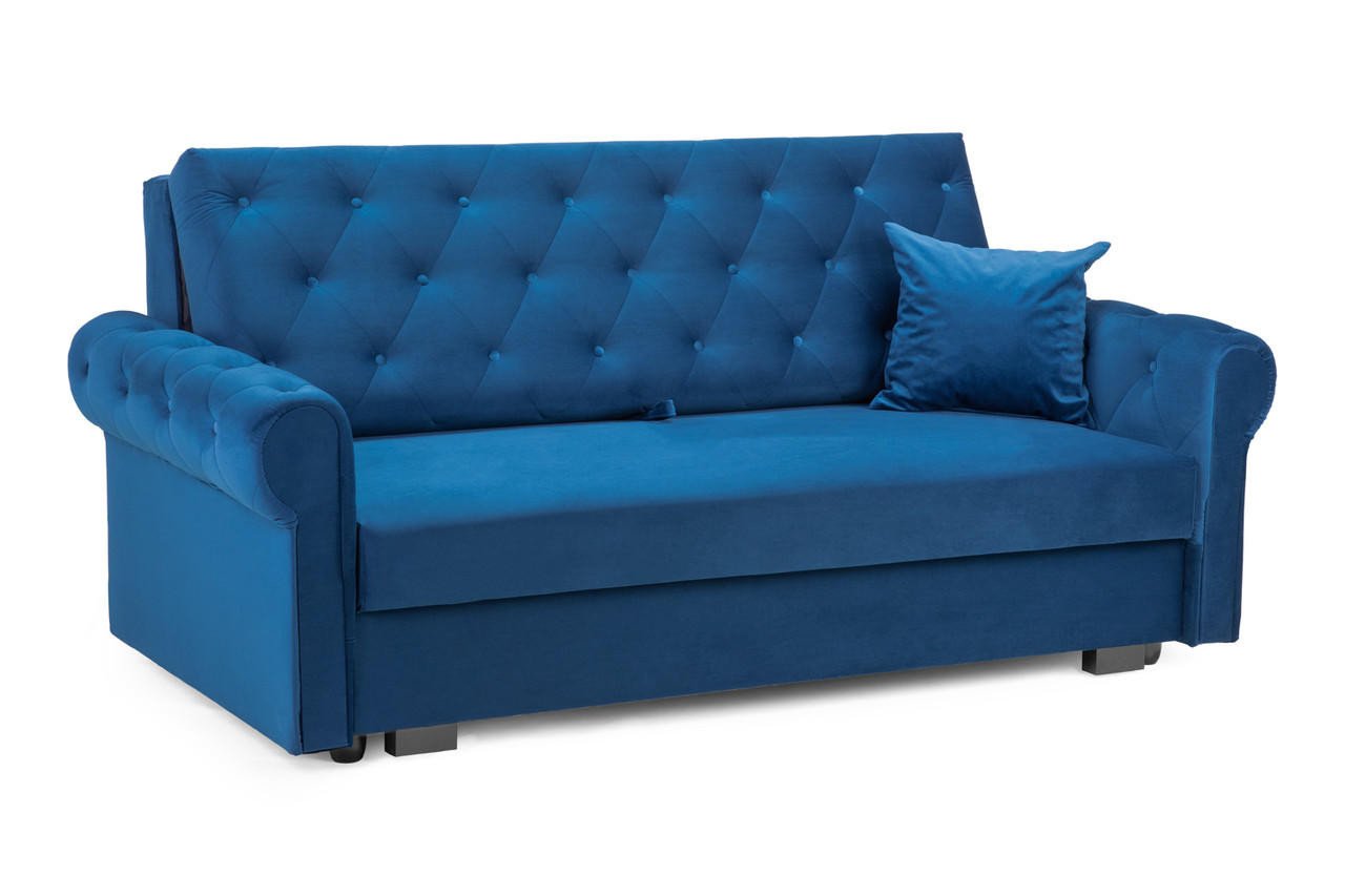 Cherished Plush Blue 3 Seater Sofa Bed