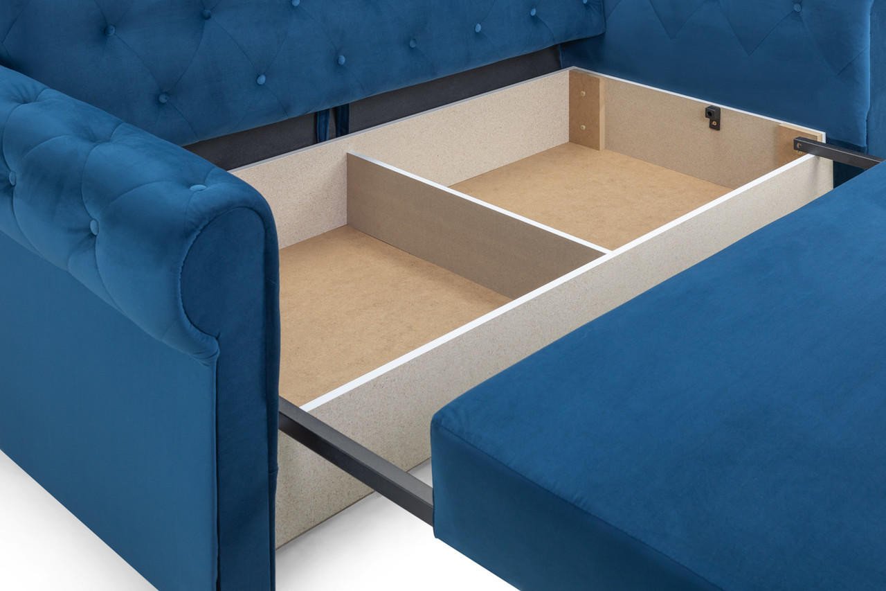 Cherished Plush Blue 3 Seater Sofa Bed - Image 3