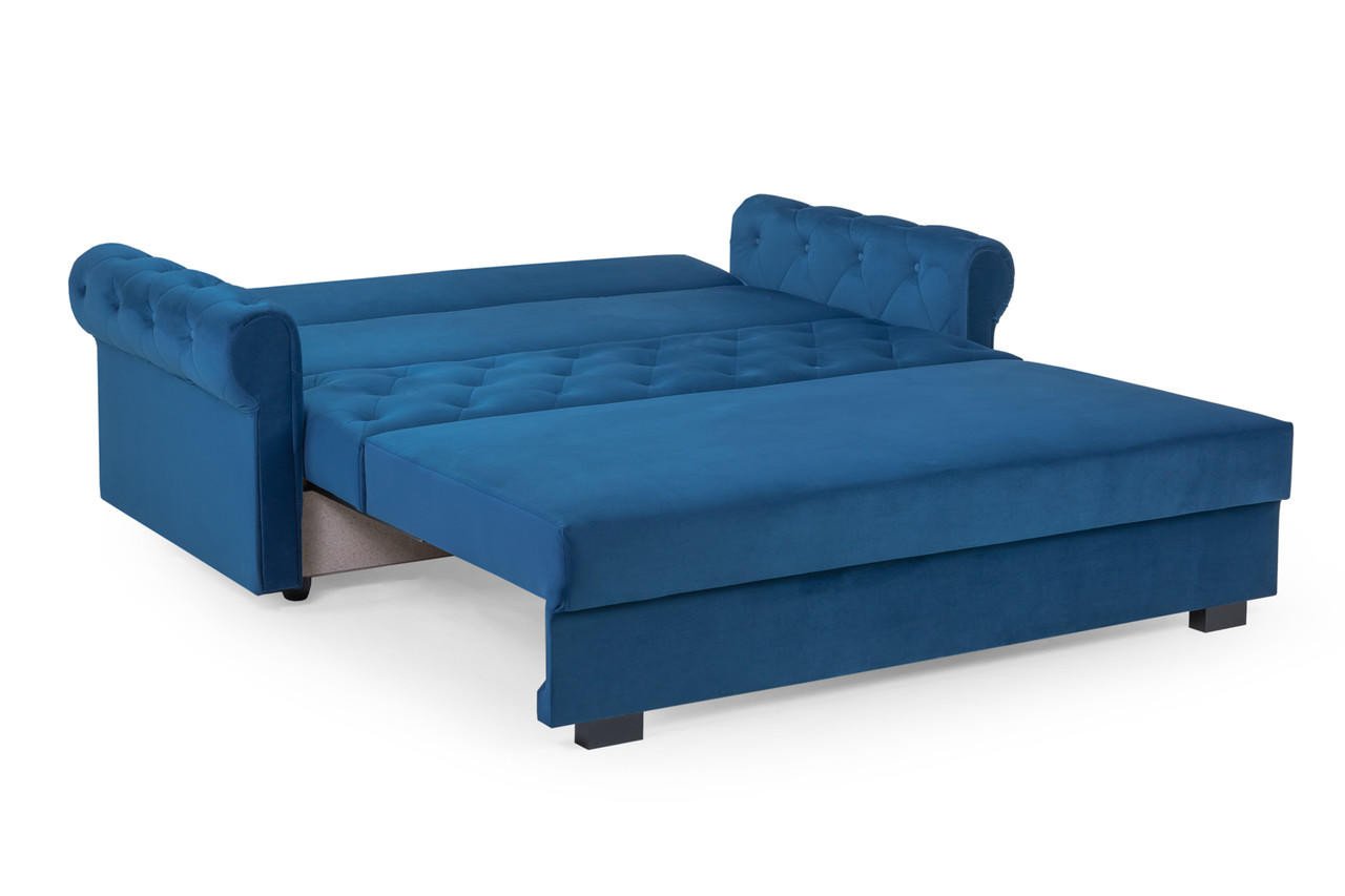 Cherished Plush Blue 3 Seater Sofa Bed - Image 2