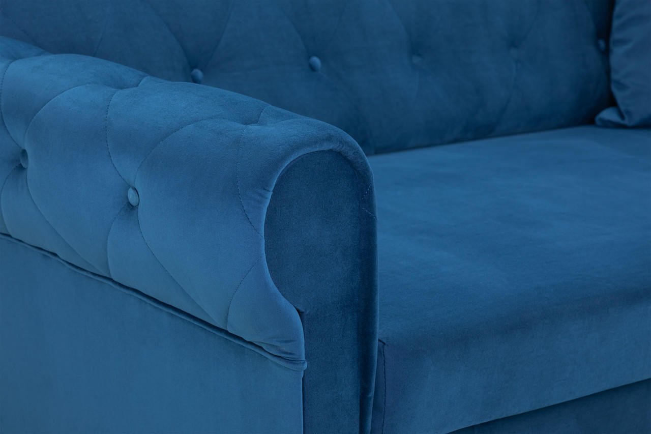 Cherished Plush Blue 3 Seater Sofa Bed - Image 5