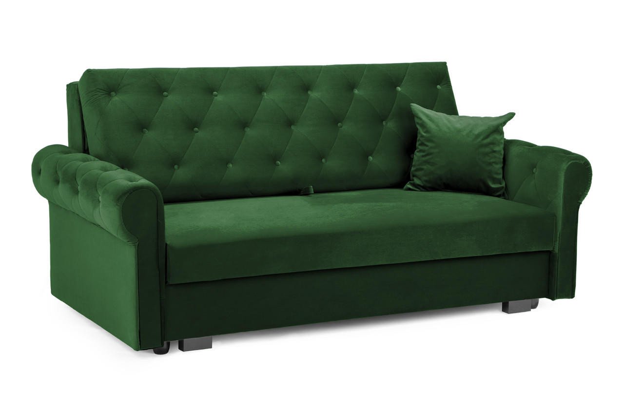 Cherished Plush Green 3 Seater Sofa Bed