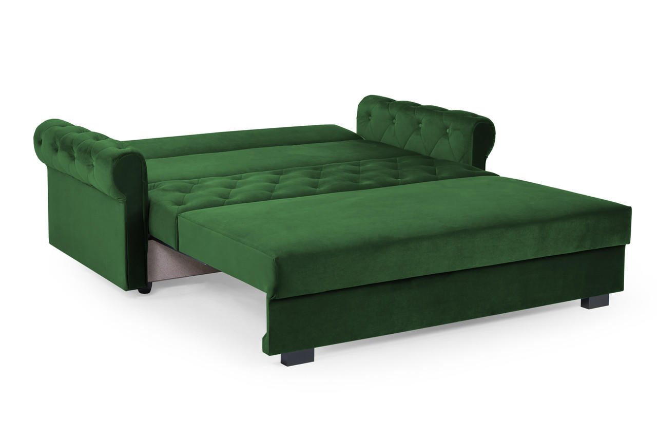 Cherished Plush Green 3 Seater Sofa Bed - Image 2