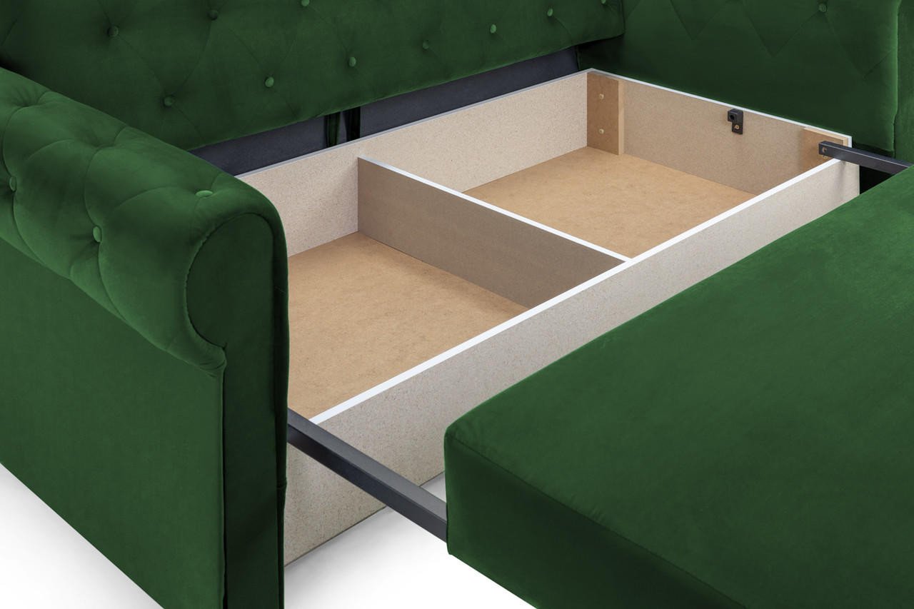 Cherished Plush Green 3 Seater Sofa Bed - Image 3