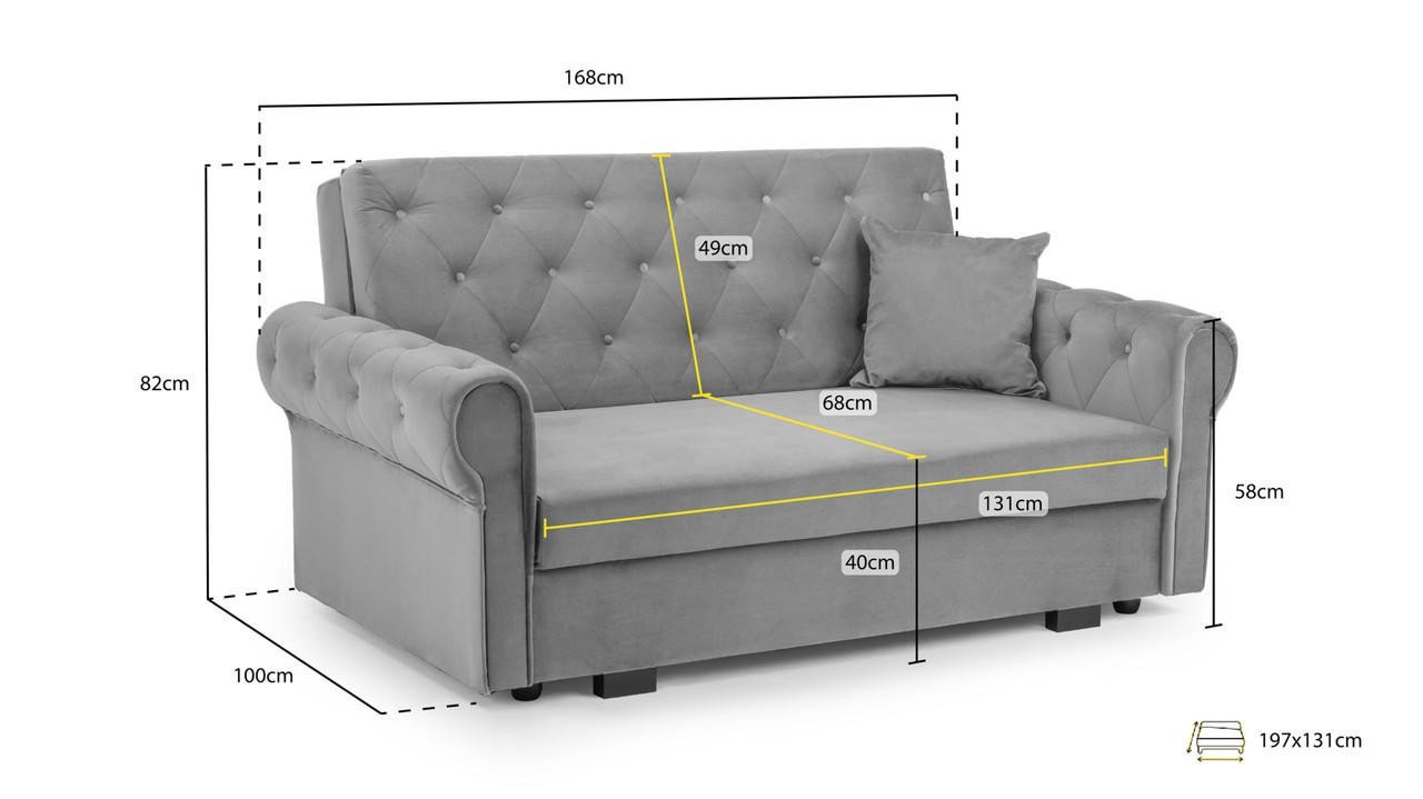Cherished Plush Grey 2 Seater Sofa Bed - Image 7