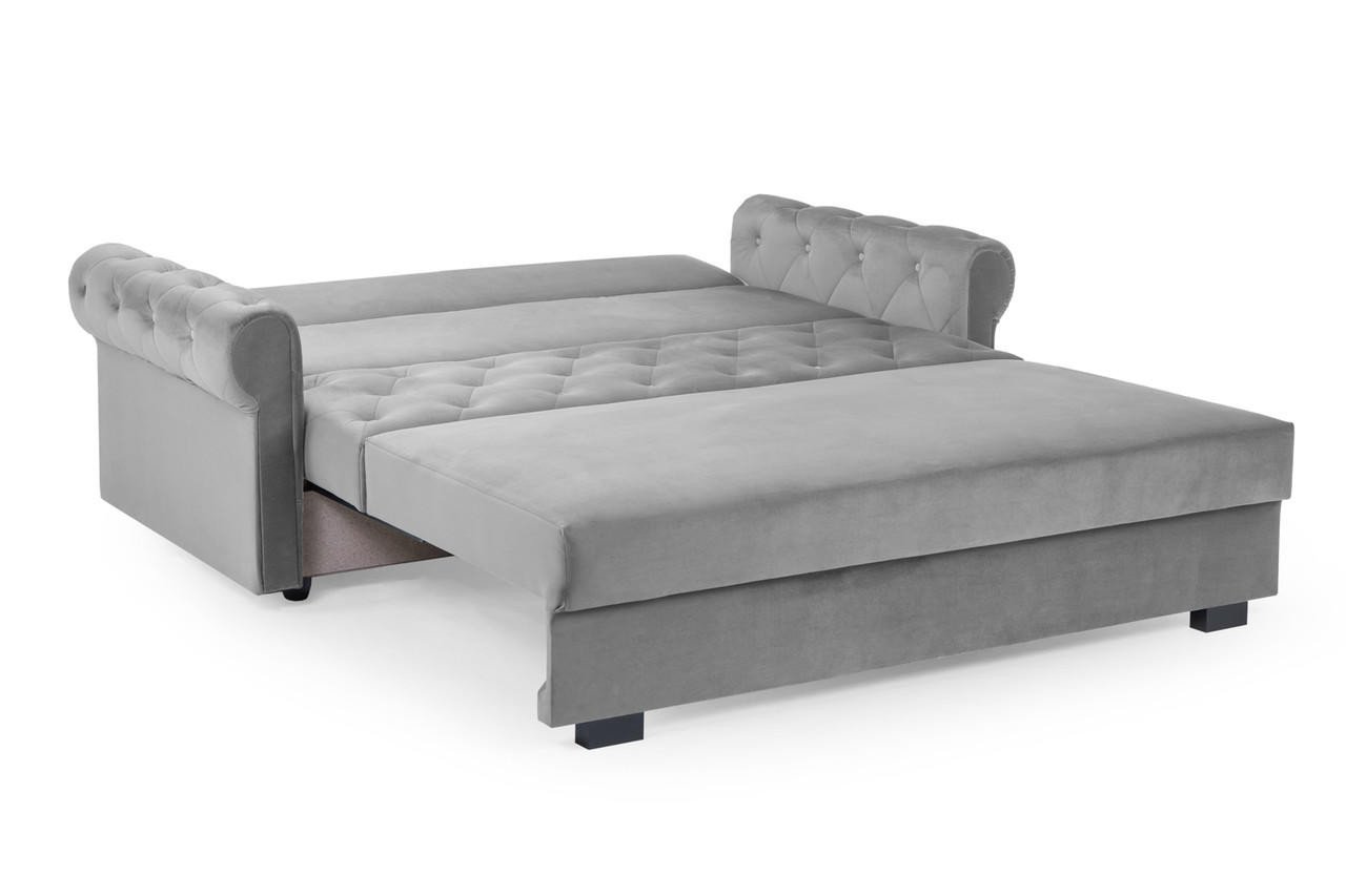 Cherished Plush Grey 3 Seater Sofa Bed - Image 2