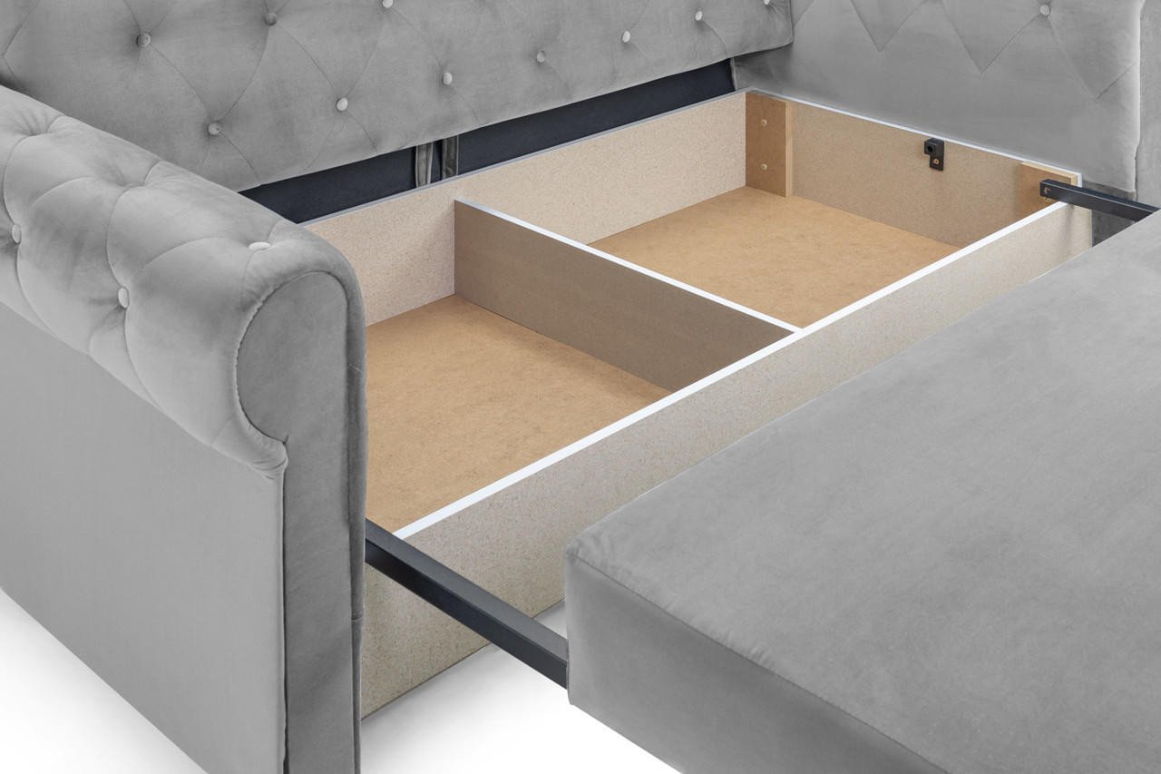 Cherished Plush Grey 3 Seater Sofa Bed - Image 3