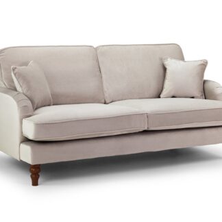 Calix Plush Beige Fabric 3 Seater Sofa
