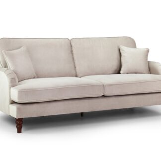 Calix Plush Beige Fabric 4 Seater Sofa