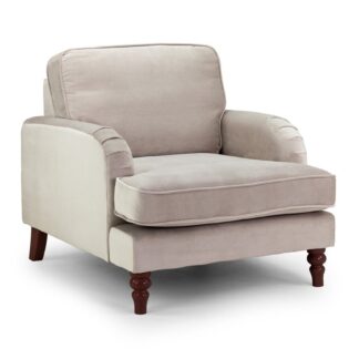 Calix Plush Beige Fabric Armchair