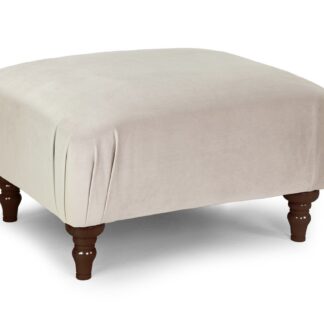 Calix Plush Beige Fabric Footstool