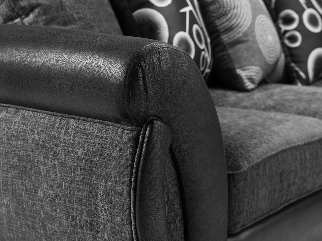 Lorenza Black and Grey Right Hand Facing Corner Sofa - Image 2