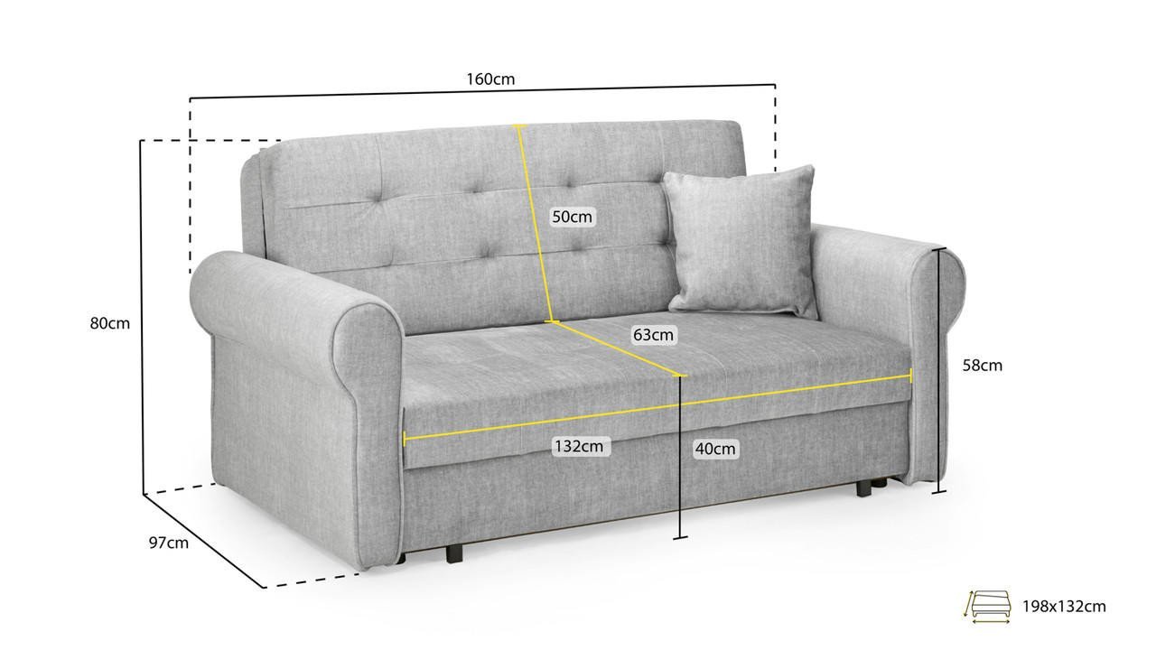 Ronan Beige Fabric 2 Seater Sofa Bed - Image 3