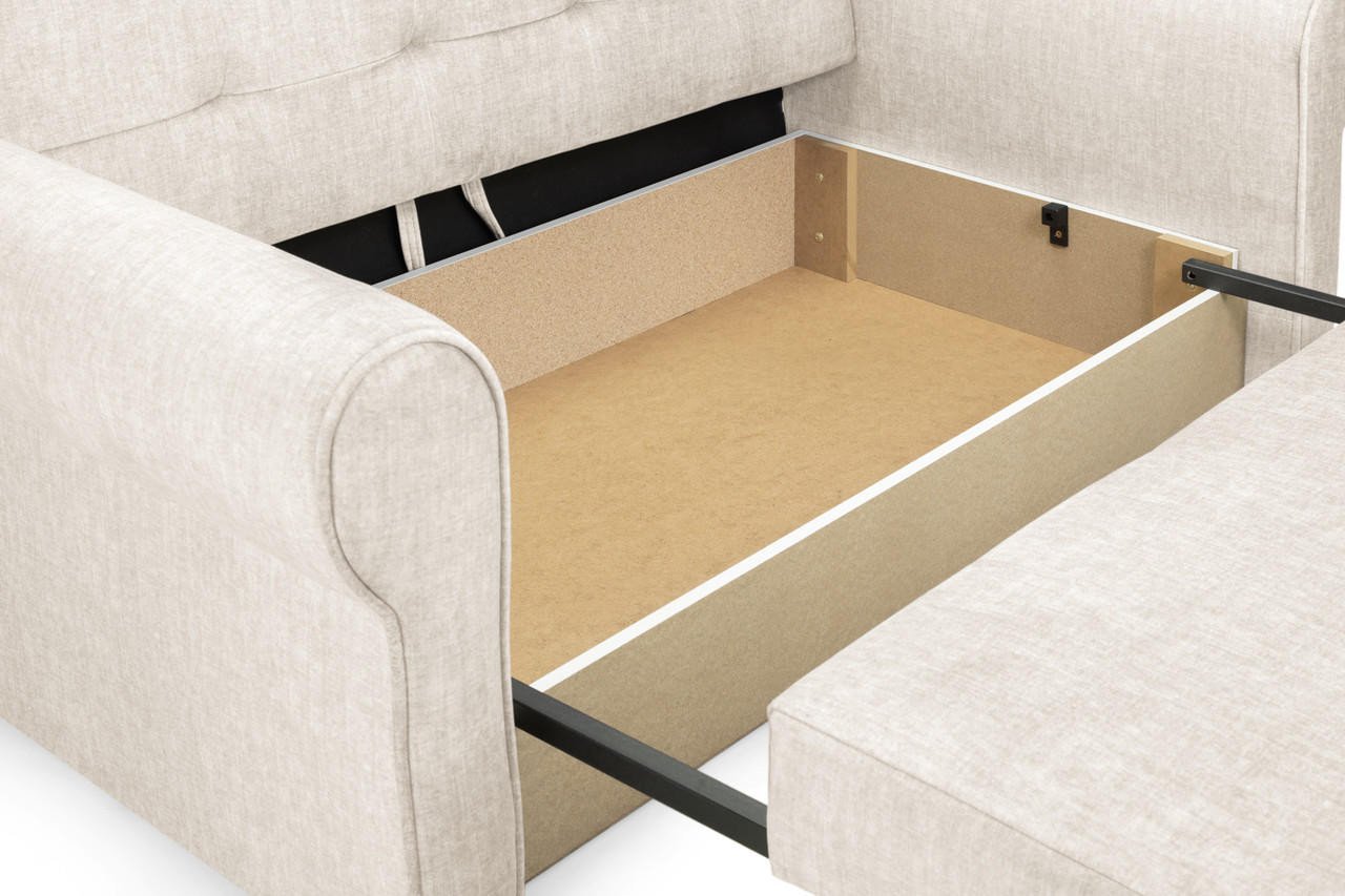Ronan Beige Fabric 2 Seater Sofa Bed - Image 5