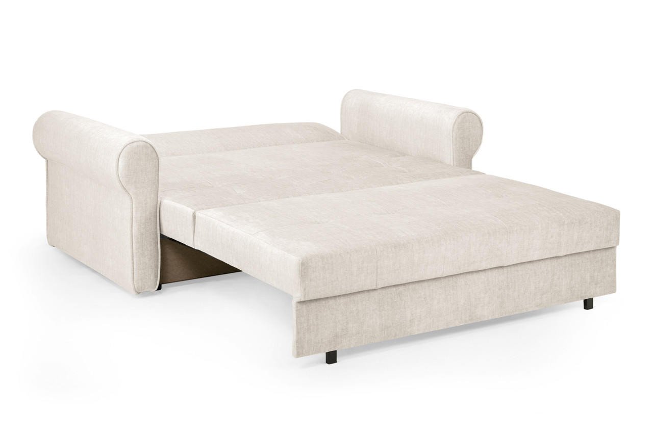 Ronan Beige Fabric 2 Seater Sofa Bed - Image 4