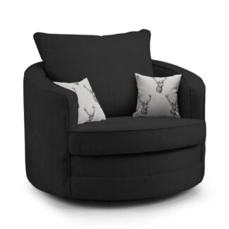 Dukes Fullback Black Fabric Swivel Chair