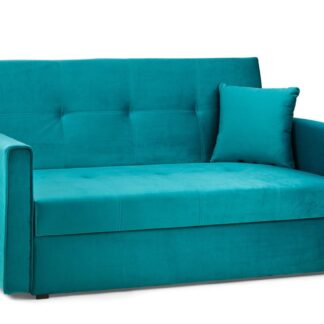 Burnsall Plush Teal Fabric 2 Seater Sofa Bed