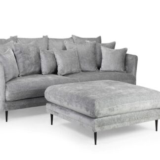 Studio Grey Fabric 3 Seater Sofa with Footstool