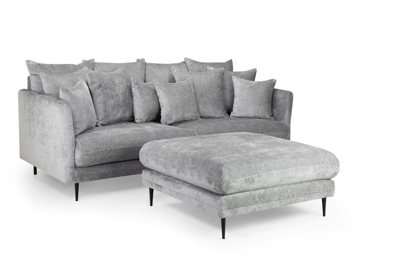 Studio Grey Fabric 3 Seater Sofa with Footstool