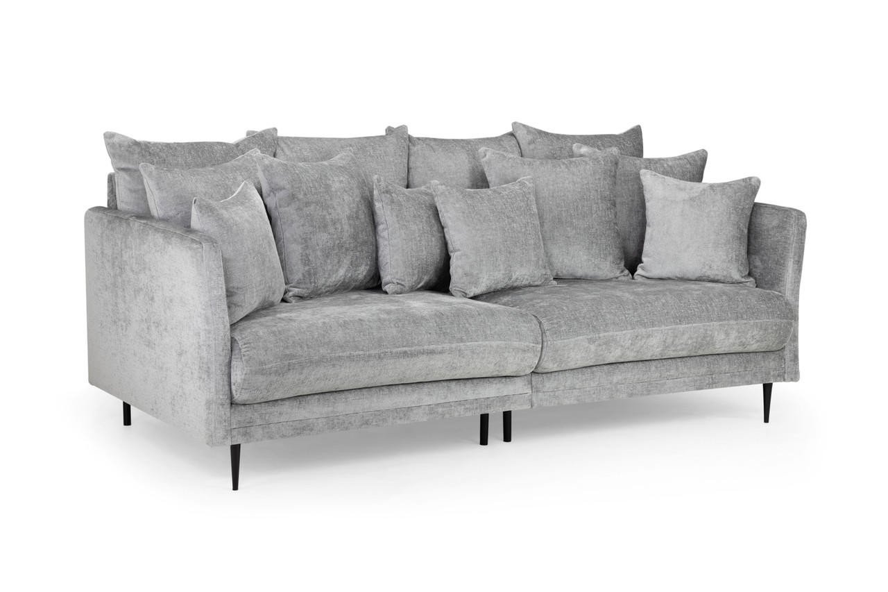 Studio Grey Fabric 3 Seater Sofa with Footstool - Image 3