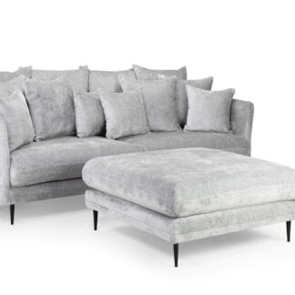 Studio Light Grey Fabric 3 Seater Sofa with Footstool