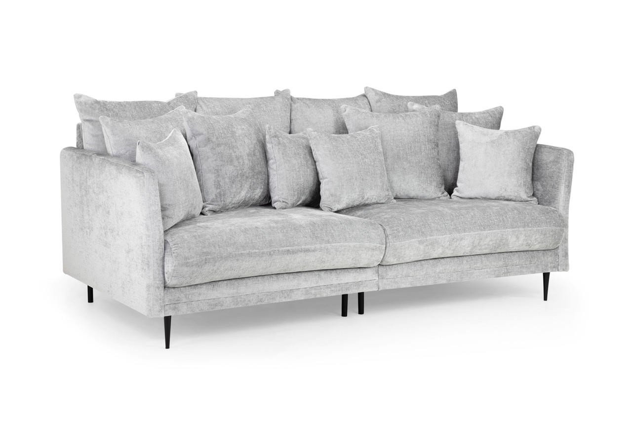 Studio Light Grey Fabric 3 Seater Sofa with Footstool - Image 3