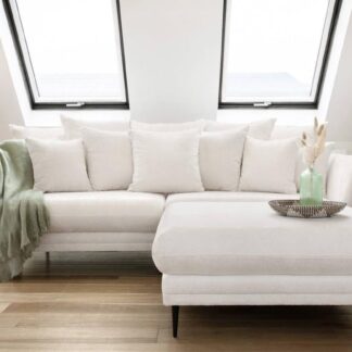 Studio Natural Fabric 3 Seater Sofa with Footstool