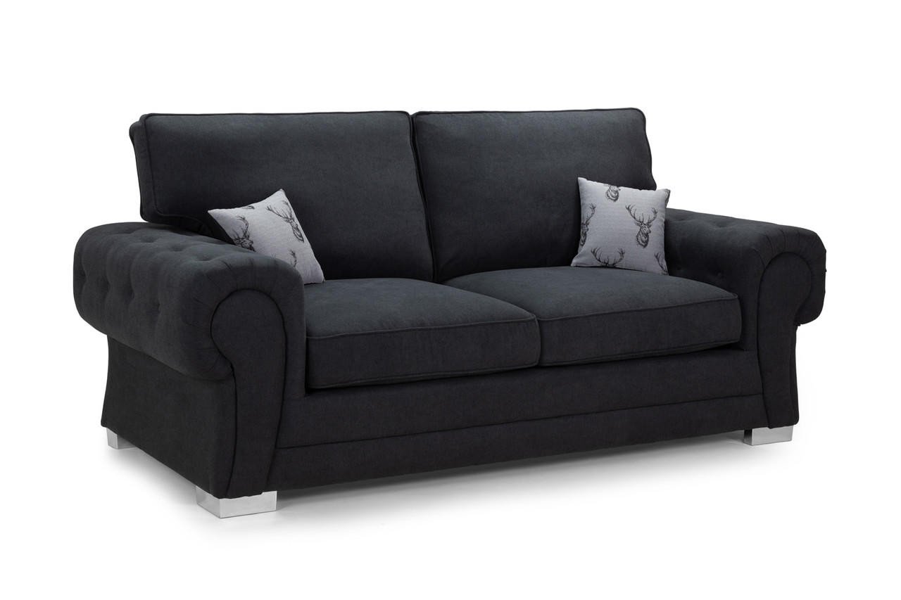 Dukes Fullback Black Fabric 3 Seater Sofa Bed - Image 2