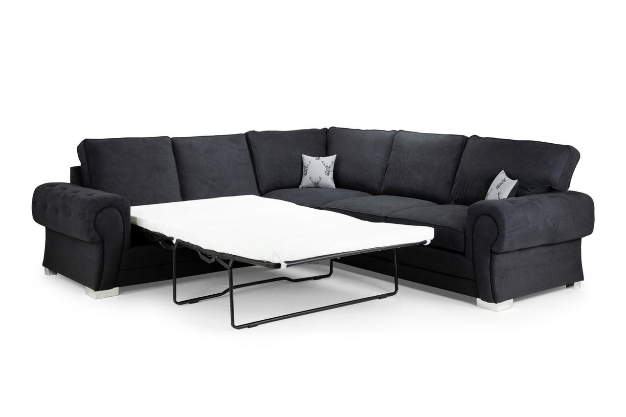 Dukes Fullback Black Fabric Large Corner Sofa Bed