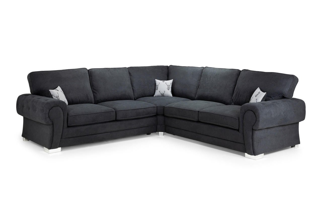 Dukes Fullback Black Fabric Large Corner Sofa Bed - Image 2