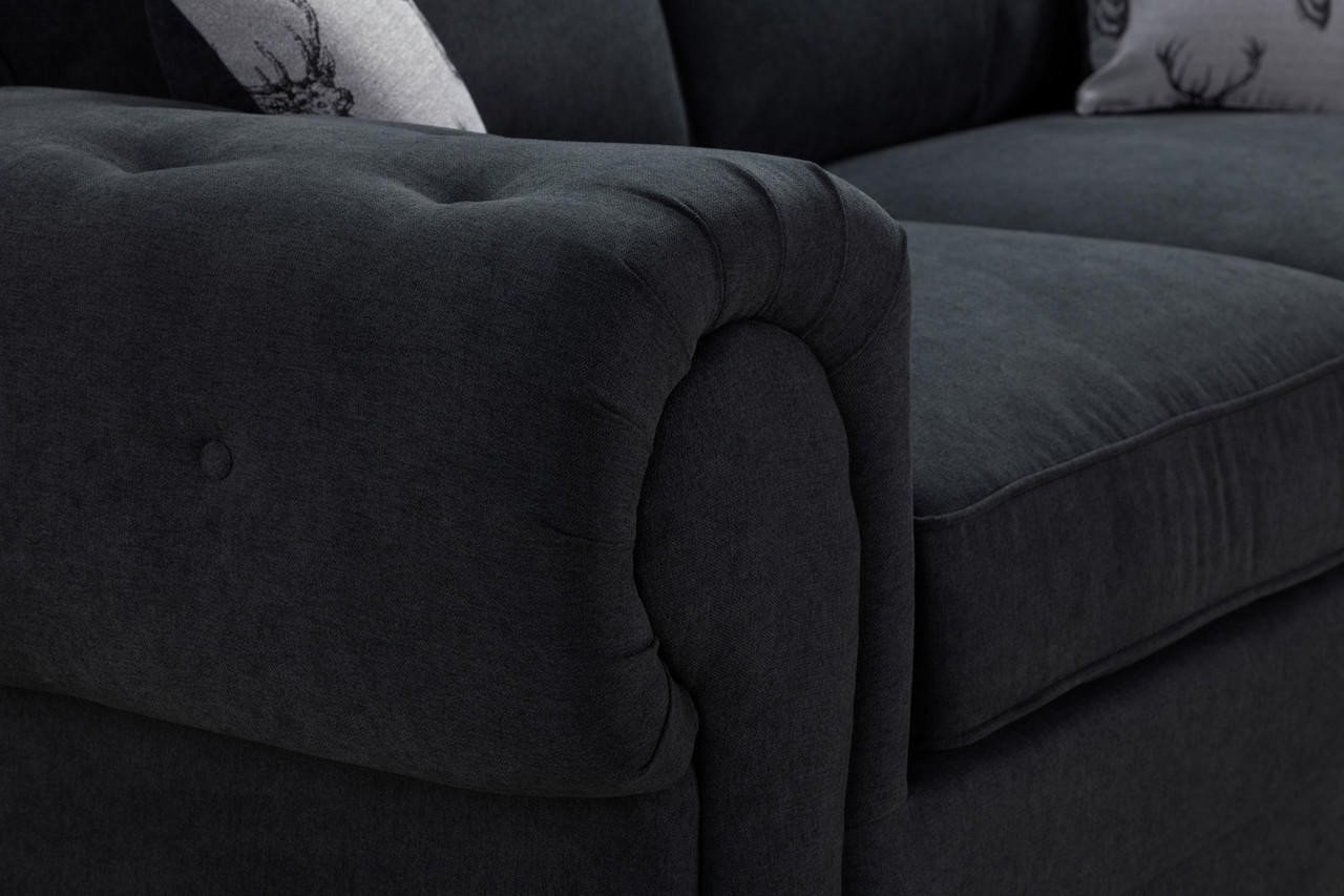 Dukes Fullback Black Fabric 3 Seater Sofa Bed - Image 5