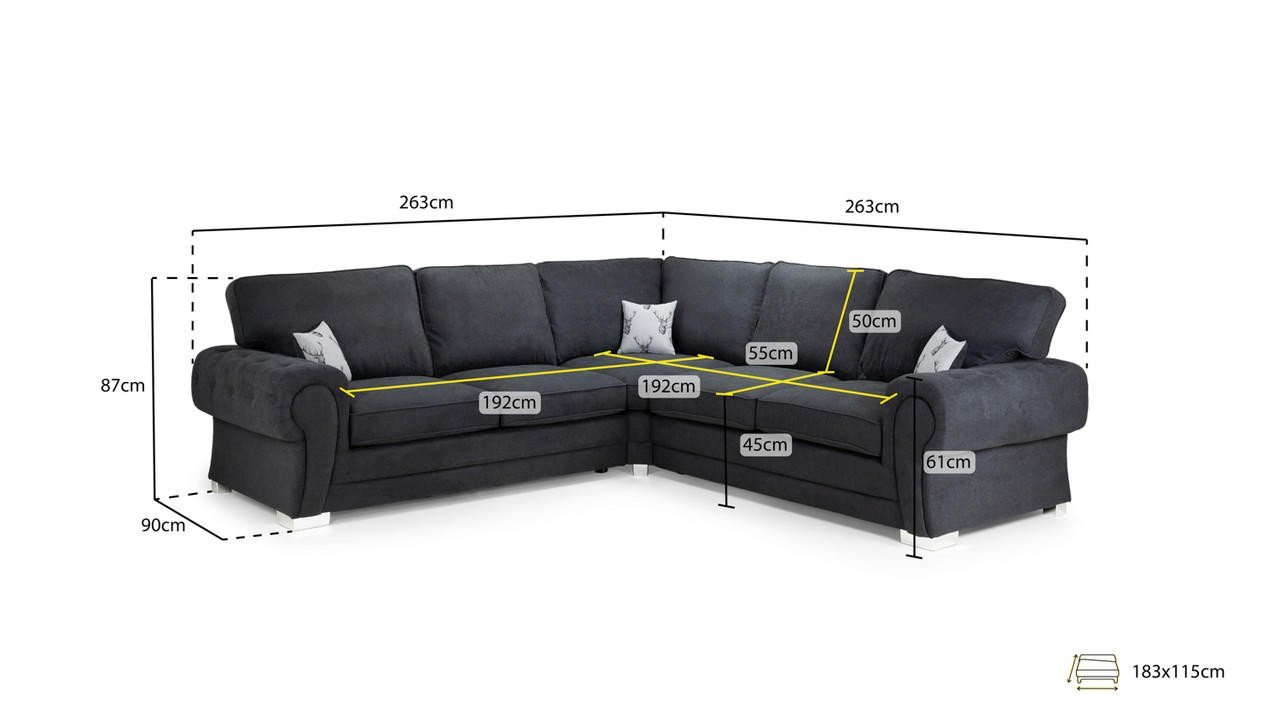 Dukes Fullback Black Fabric Large Corner Sofa Bed - Image 3