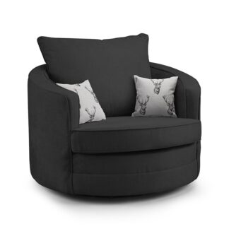 Dukes Scatterback Black Fabric Swivel Chair