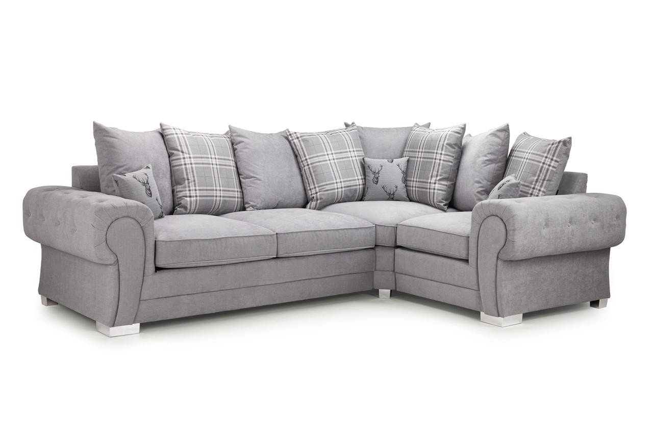 Dukes Scatterback Grey Fabric Right Hand Facing Corner Sofa Bed - Image 2