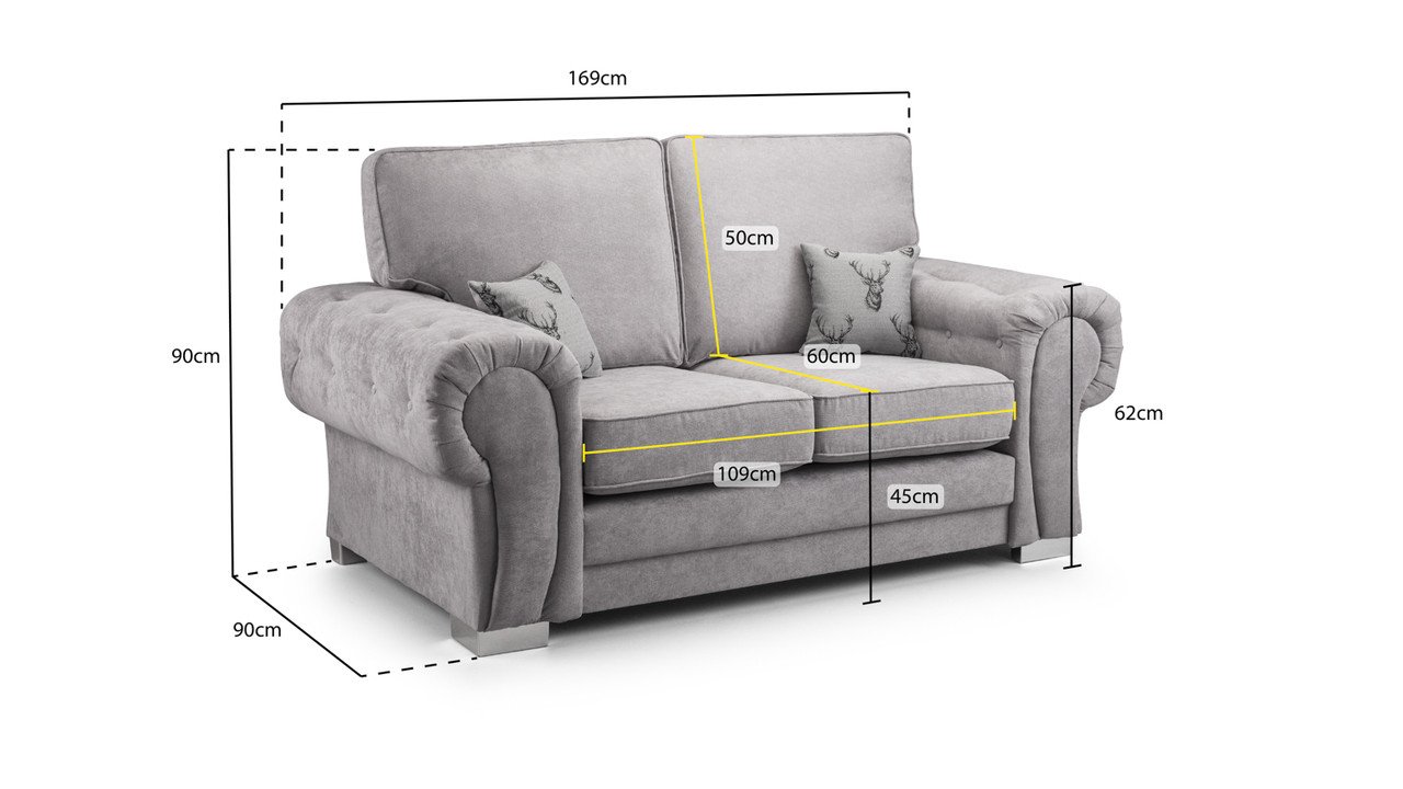 Dukes Fullback Grey Fabric 2 Seater Sofa - Image 7