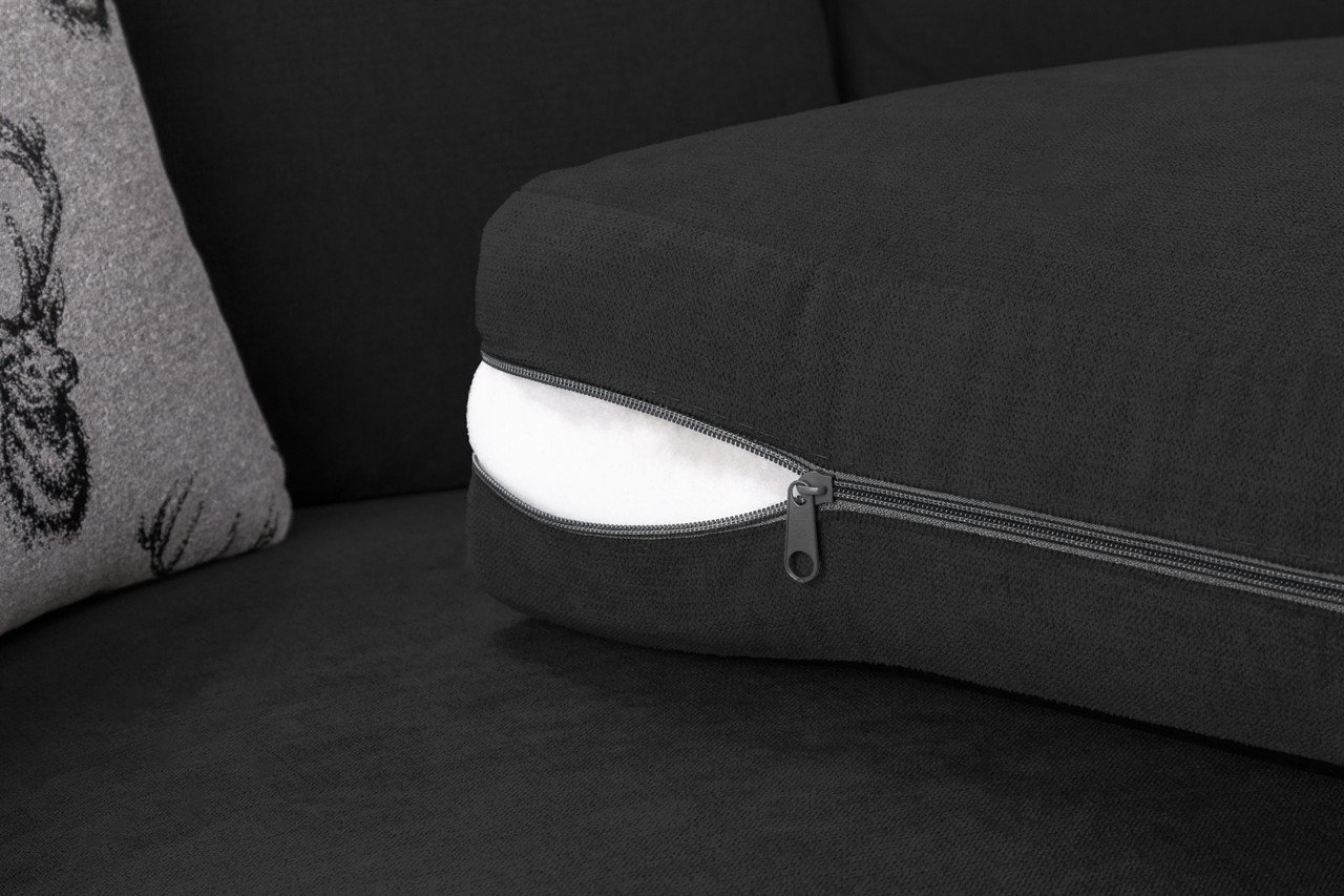 Dukes Fullback Black Fabric Right Hand Facing Corner Sofa Bed - Image 4