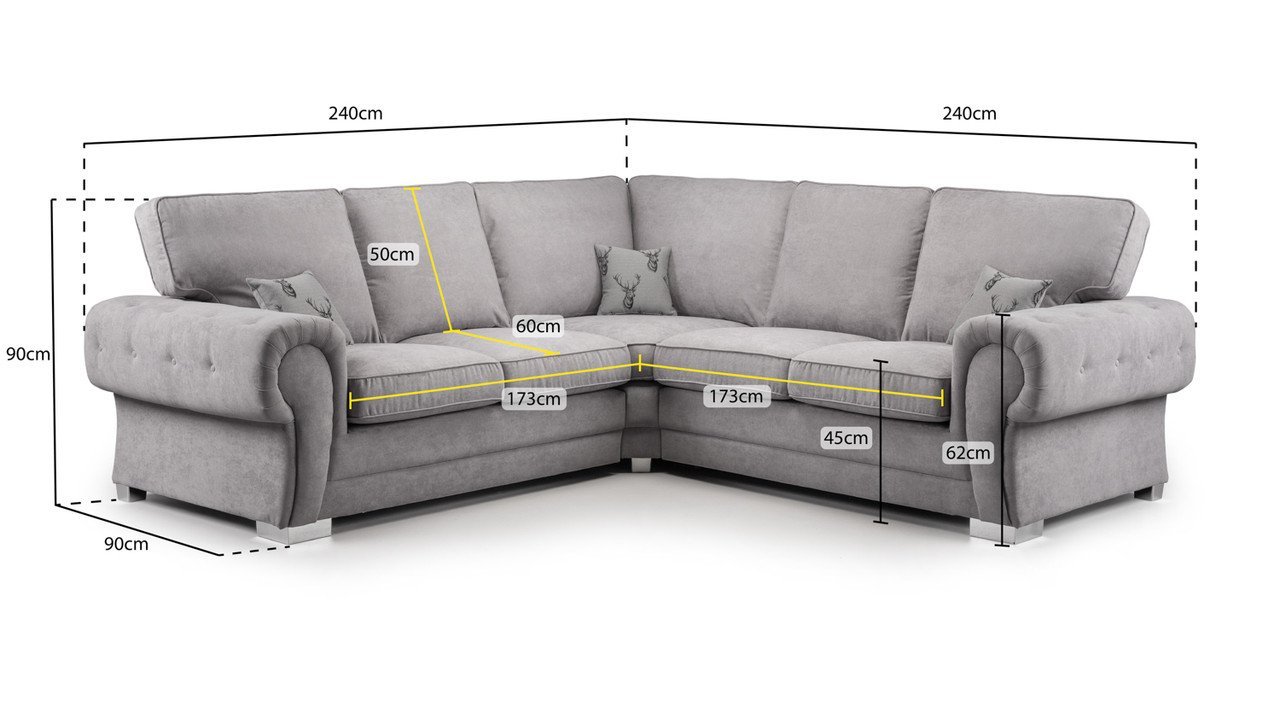 Dukes Fullback Grey Fabric Large Corner Sofa - Image 3