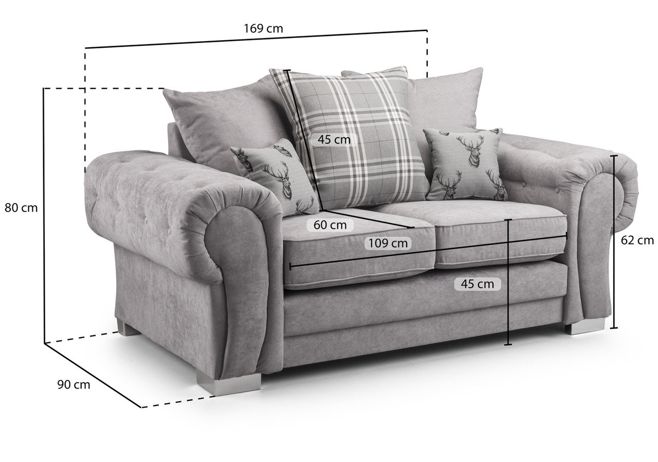 Dukes Scatterback Black Fabric 2 Seater Sofa - Image 3