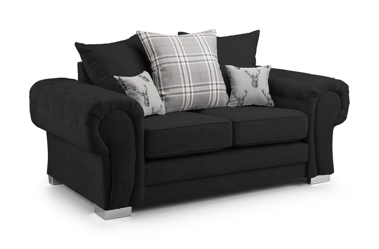 Dukes Scatterback Black Fabric 2 Seater Sofa