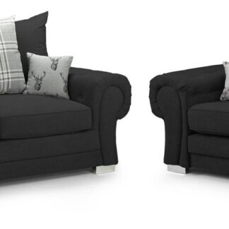 Dukes Scatterback Black Fabric 3+2 Sofa Set